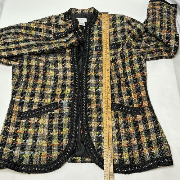 Soft Surroundings Tweed Jacket Open Blazer Large Multicolor Braided Chain Black - Picture 5 of 12